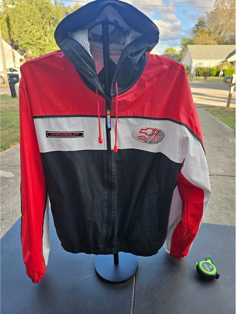 Essex Unisex Large NASCAR Racing Rain Jacket Full Zip With Hood Red